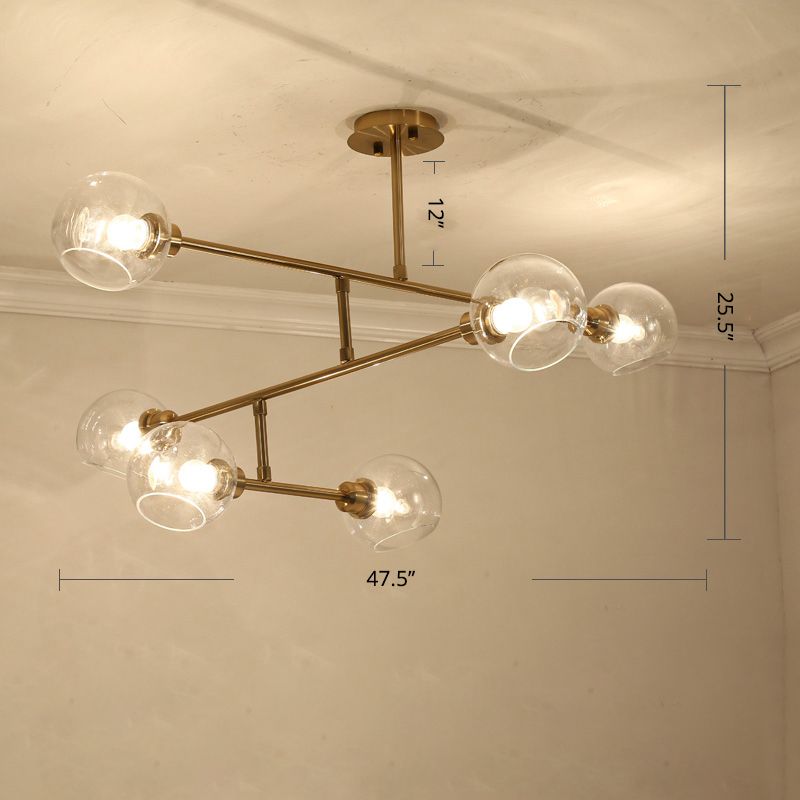 Open Kitchen Pendant Lighting Minimalist Ceiling Chandelier with Dome Glass Shade