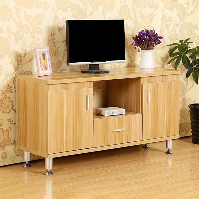 Scandinavian Style Wood TV Stand Open Storage TV Console with Shelves