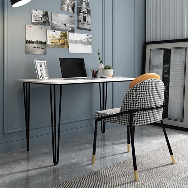 Home Hairpin Base Writing Desk Glam Style Stone Writing Desk