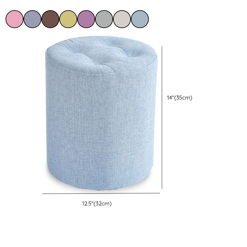 Fabric Cylinder Shape Pouf Pure Color Tufted Contemporary Fade Resistant Pouf