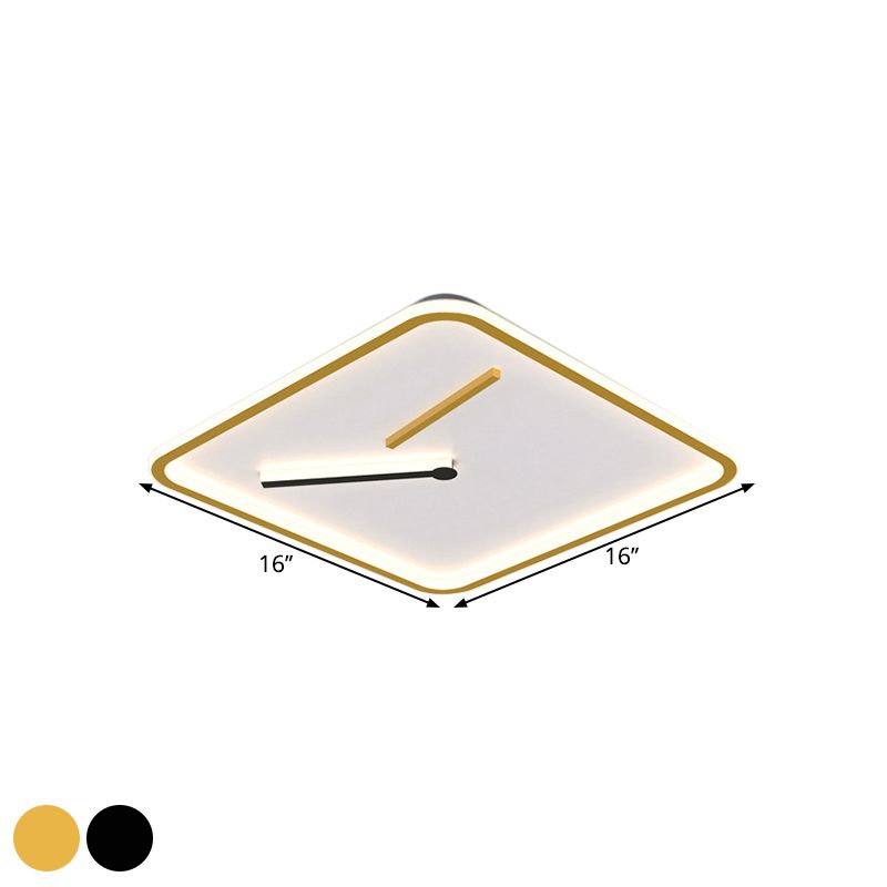 Acrylic Square LED Flush Mount Lamp Simplicity Black/Gold Close to Ceiling Lighting in Warm/White Light, 16"/19.5" Wide