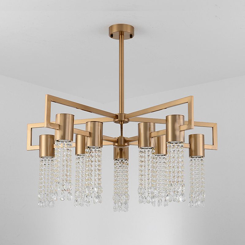 Waterfall Clear K9 Crystal Pendant Chandelier Modernism 8/10 Bulbs LED Gold Hanging Ceiling Light for Bedroom