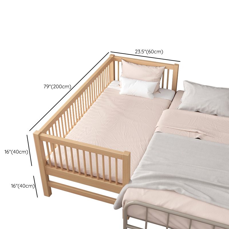 Modern Beech Nursery Bed Light Wood Baby Crib with Guardrail