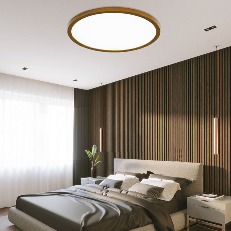 LED Ceiling Light Wooden Ceiling Mount Light with Acrylic Shade for Bedroom