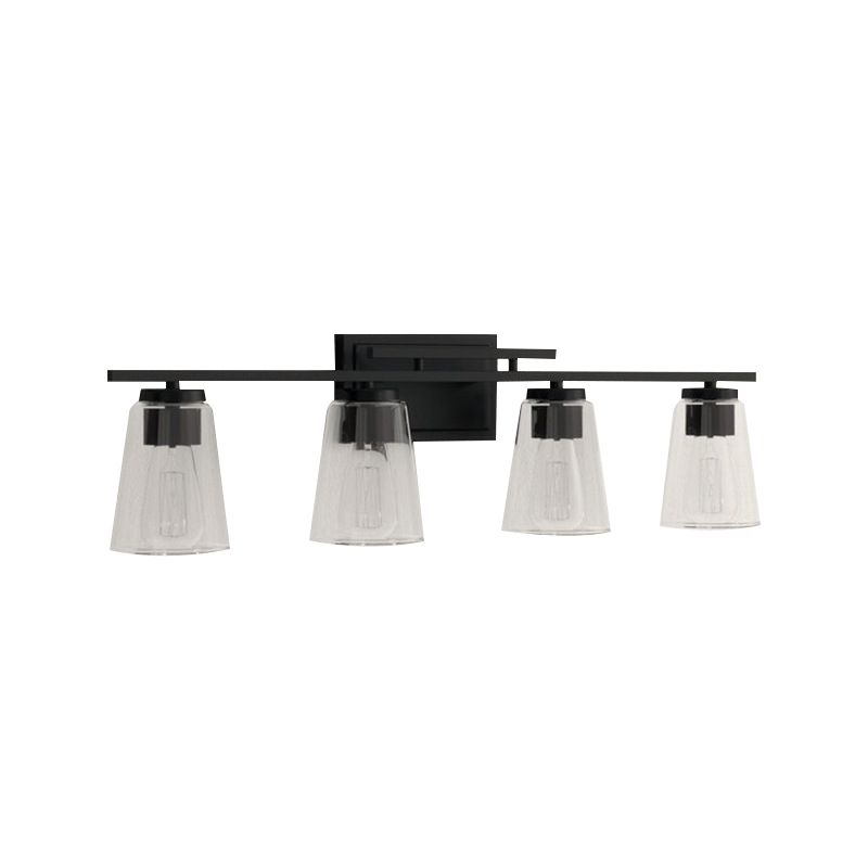 Black 2/3/4-Light Modern Bathroom Vanity Light Glass Shaded Bath Bar