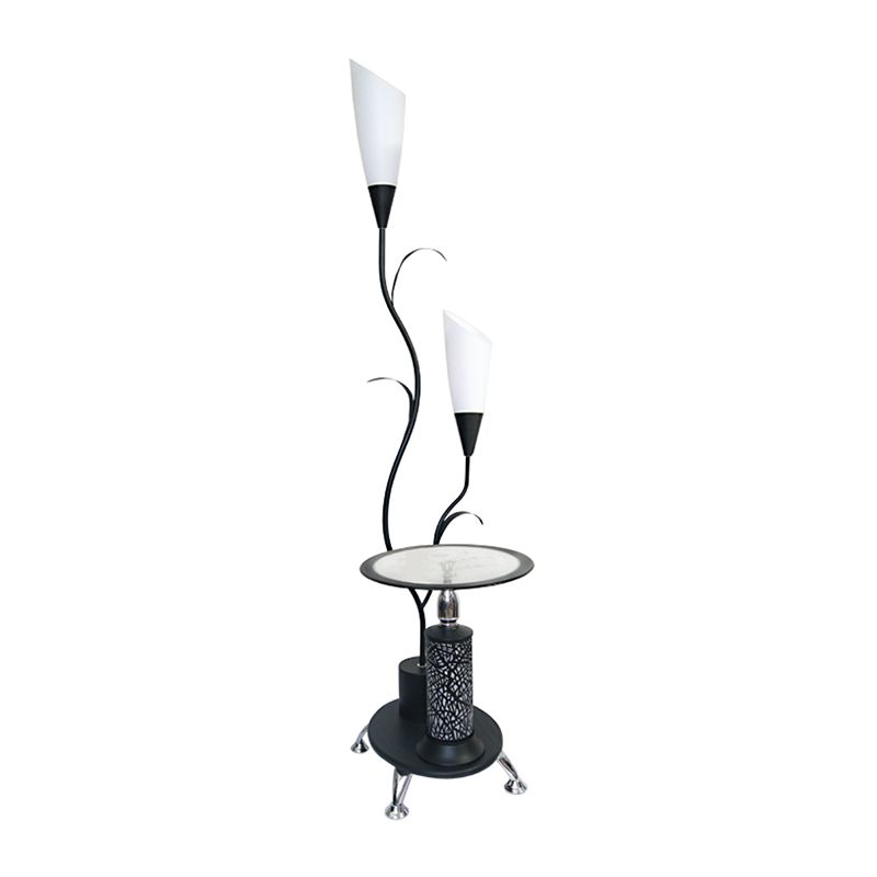 Branch Shaped Standing Lamp Countryside 2 Bulbs Metallic Floor Light in White/Black for Guest Room