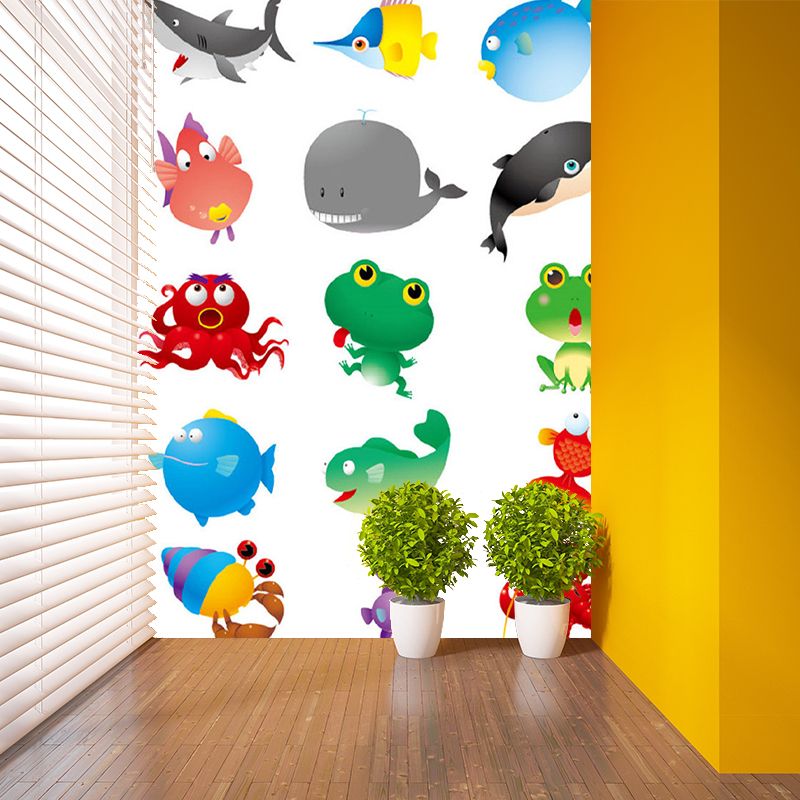 Colorful Sea Life Wall Murals Stain-Resistant Wall Decoration for Childrens Bedroom