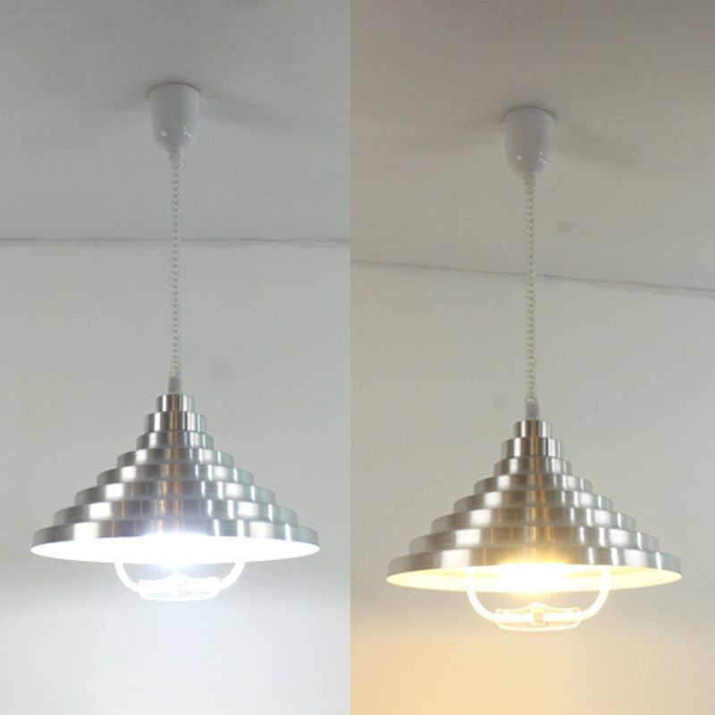 Aluminum Pyramid Shape Hanging Light Adjustable Spring Suspension Wire Pendant Lamp with Handle Power Switch