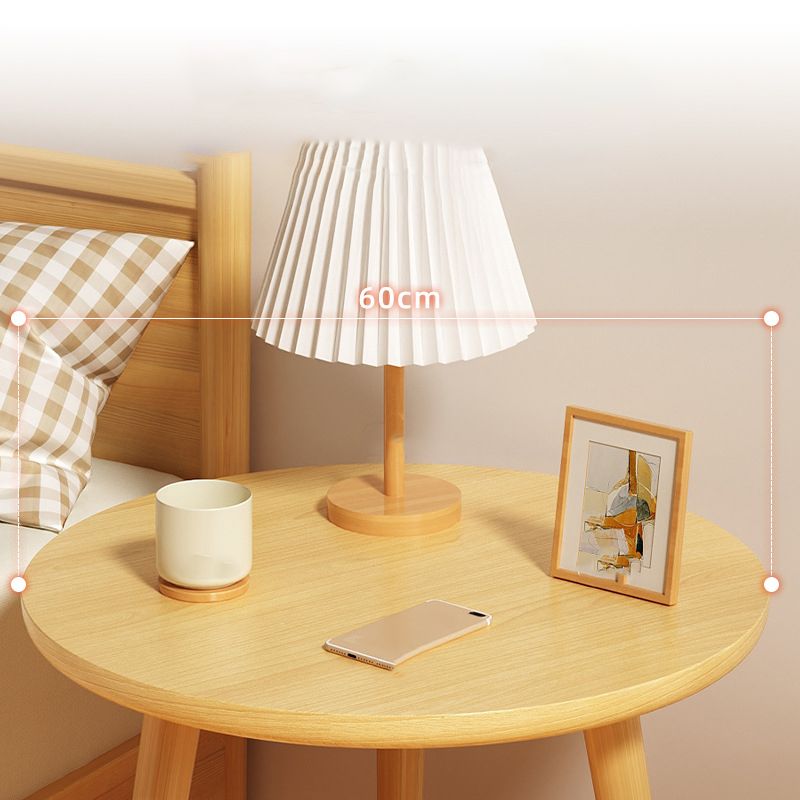 Round Modern Nightstand Imitation Wood Open Storage Night Table with Legs