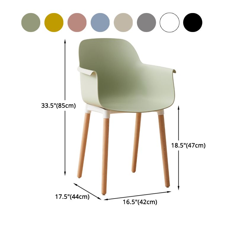 Scandinavian Wood Kitchen Dining Room Arm Chair Solid Back Chair