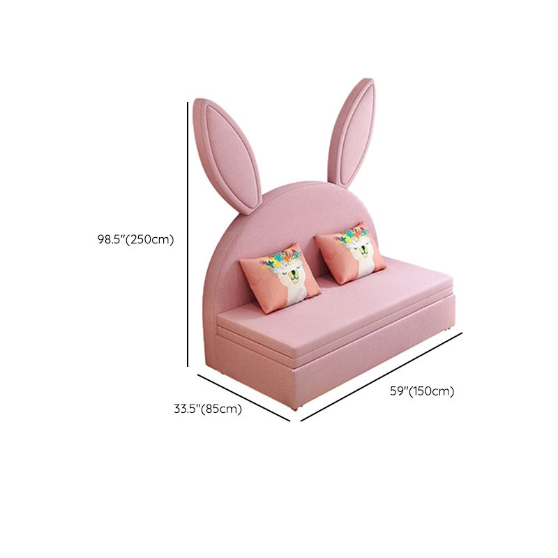 Modern Pink Rabbit Daybed Upholstered Platform Bed with Mattress