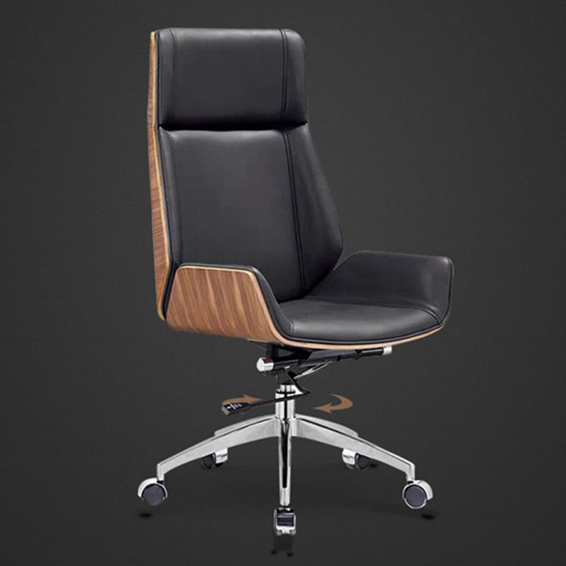 Contemporary High Back Office Chair Black Executive Faux Leather Chair