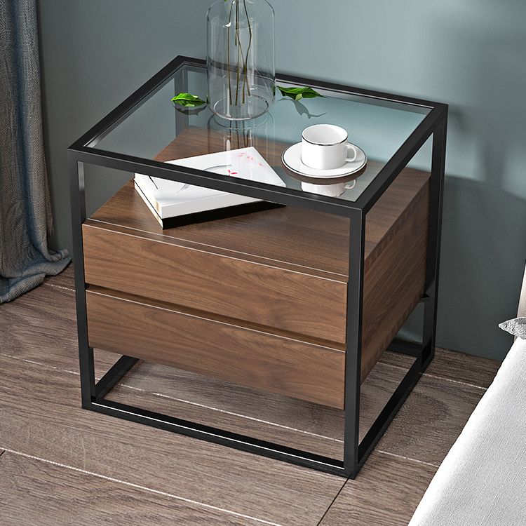 Solid Wood Bed Nightstand Contemporary Bedside Cabinet with Drawers