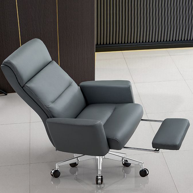 Modern High Back Executive Chair Fixed Padded Arms Managers Chair