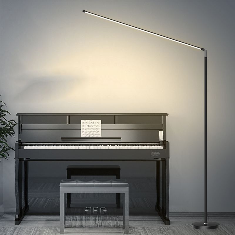 Nordic Style Iron Floor Lamp Strip Shape LED Floor Light with Silica Gel Shade for Bedroom