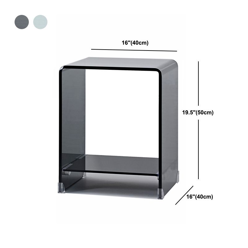 Glass Night Table, Contemporary Black/Clear Nightstand Or End Table