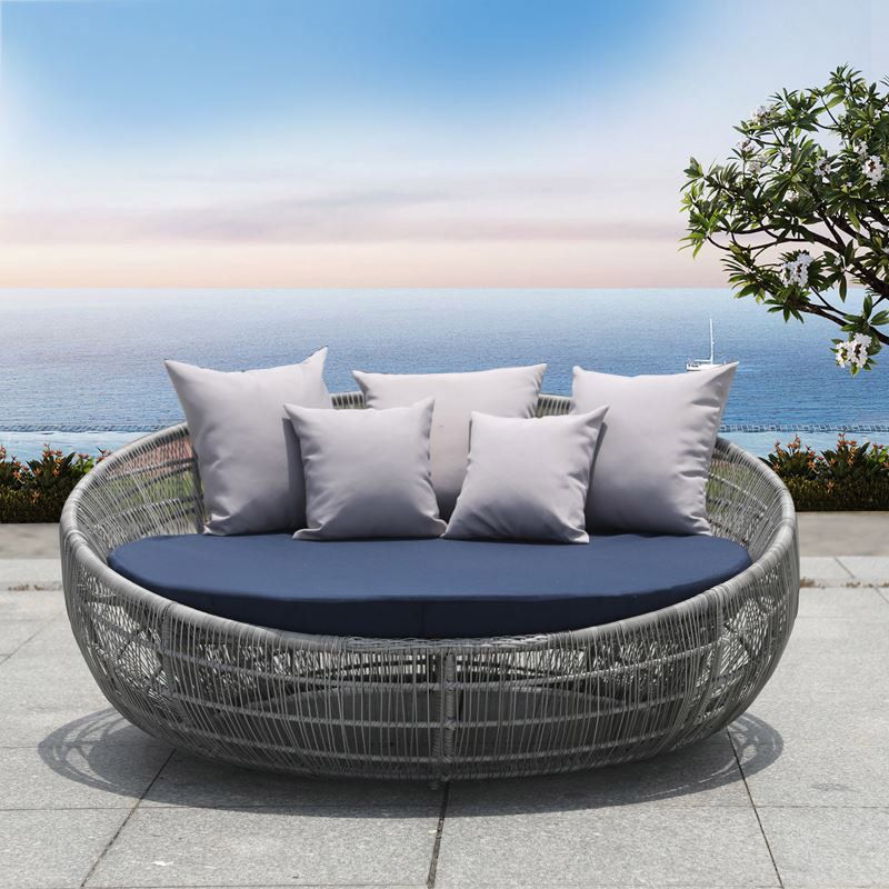 Round Metal Frame Patio Sofa Modern Outdoor Patio Sofa with Cushion