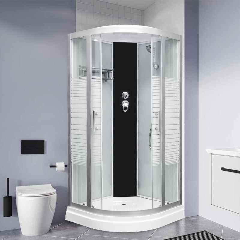 Round Easy Clean Glass Shower Stall Silver Door Handles Shower Stall