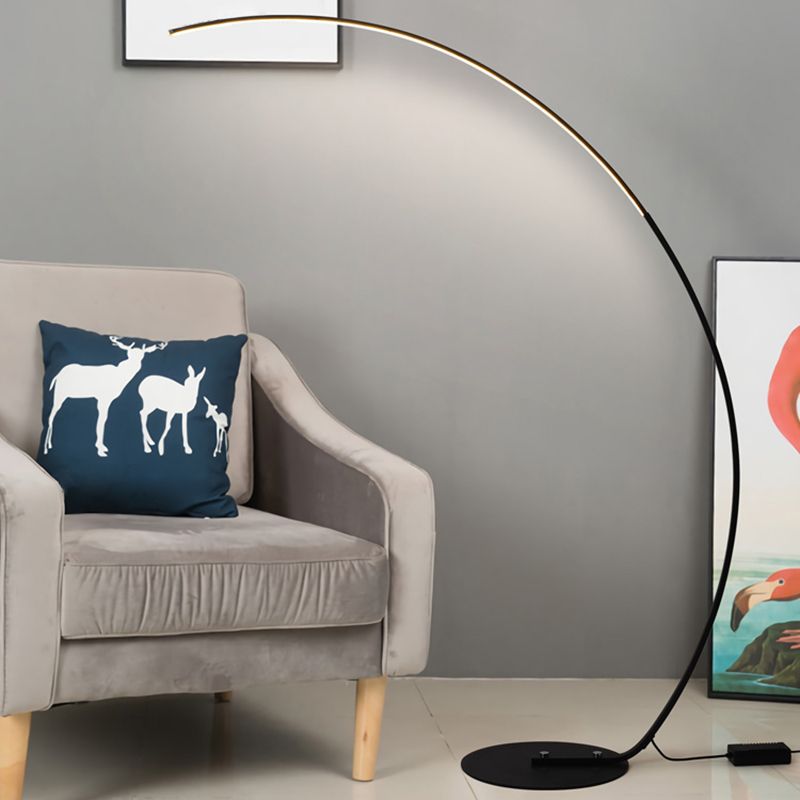 Bow Shaped Living Room Floor Lamp Metallic Simple Style LED Standing Floor Light