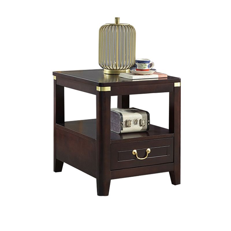 Square Accent Side Table Solid Wood Four-Leg Sofa Side Accent Table