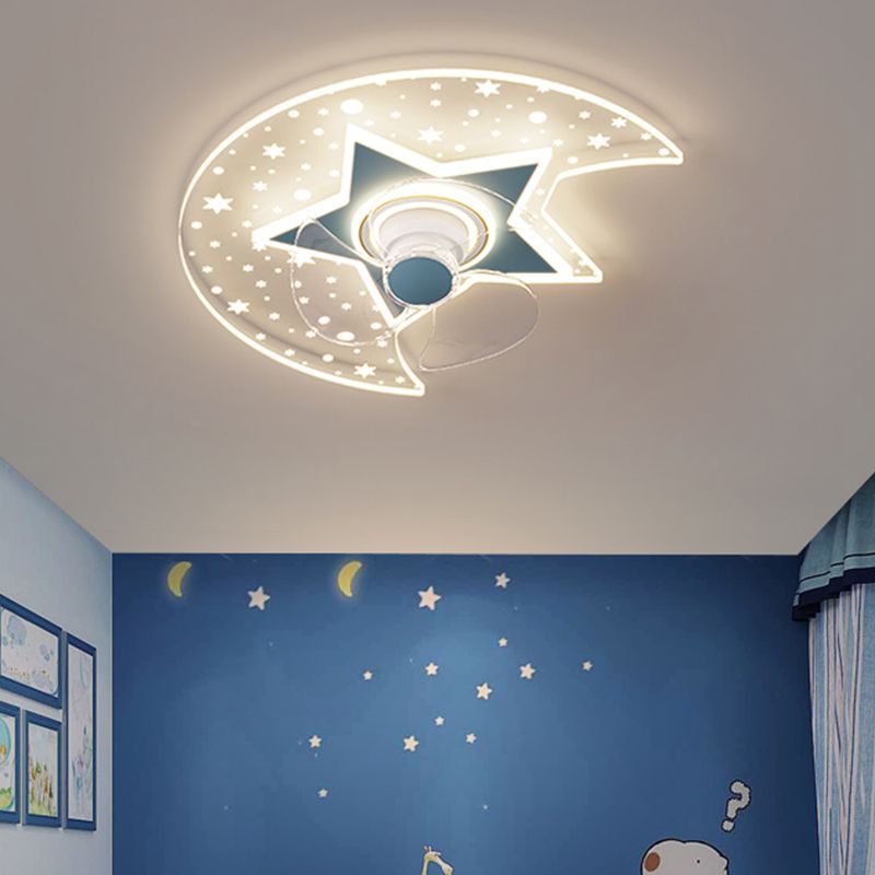 Nordic Style Ceiling Fan Lamp 3th Gears Adjustment Ceiling Fan Light for Children Room