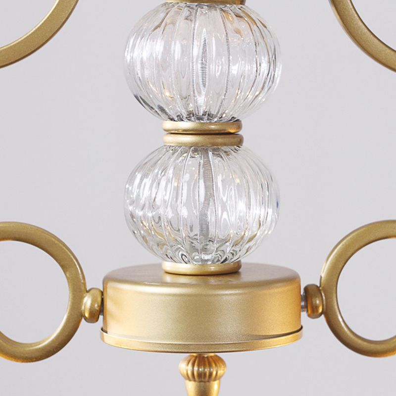 Modern Clear Crystal Chandelier Light Fixture 2 Bulbs Bell Shade Hanging Lamp in Gold for Dining Room