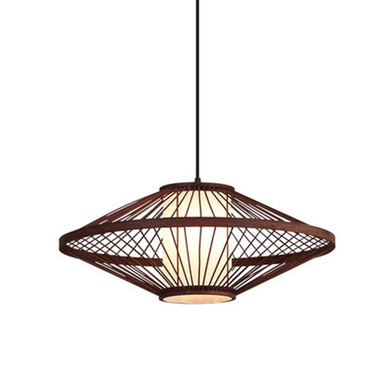 Flying Saucer Bamboo Pendant Lighting Fixture Asia Style Suspension Pendant Light