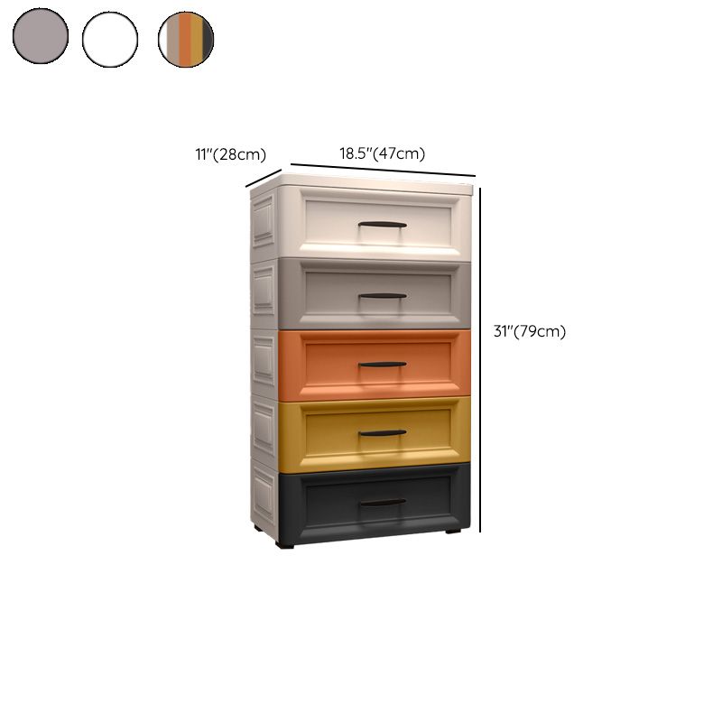 Vertical Plastic Modernism Nursery Dresser with 5 Drawers for Bedroom