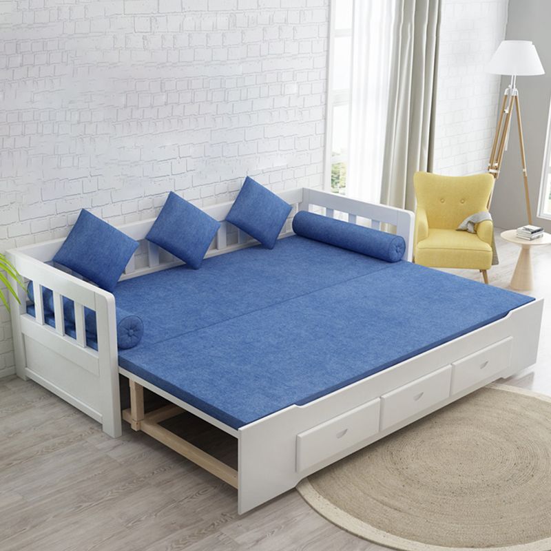 Modern 3 Drawers Daybed Solid Wood White/Natural Daybed with Mattress