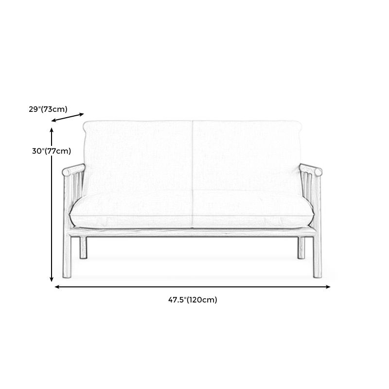 Farmhouse Faux Leather Cushions Sofa Standard Square Arm Settee with Wooden Frame