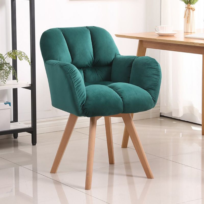 Armless Office Chair Modern Desk Chair with 4 Wooden Legs for Bedroom