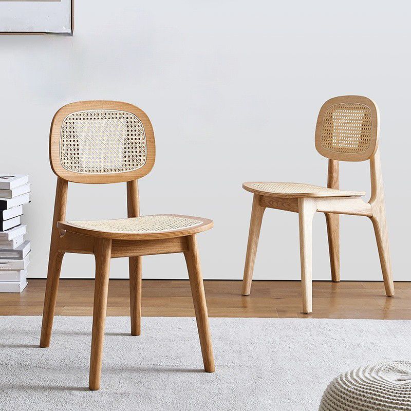 Contemporary Armless Open Back Chairs Wicker Dining Chairs for Home