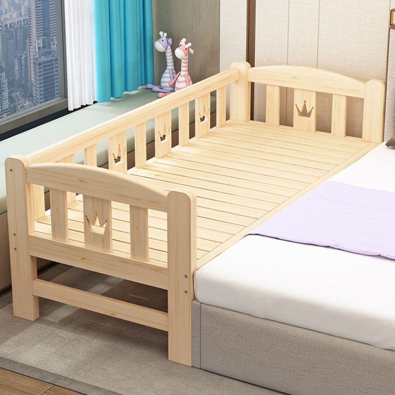 Wood Standard Bed Frame with Mattress Modern Panel Bed in Natural