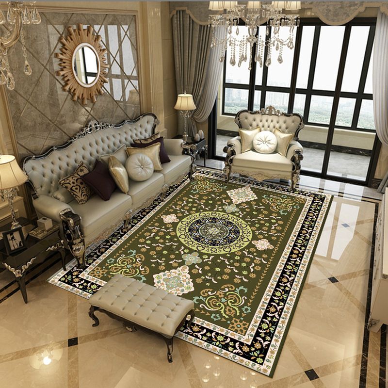 Classical Medallion Carpet Modern Polyester Indoor Rug Washable Rug for Living Room