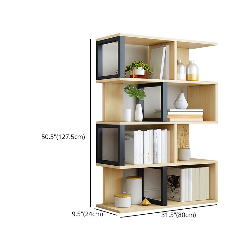 Wood Standard Bookcase Contemporary Style Open Back Bookshelf for Home Office