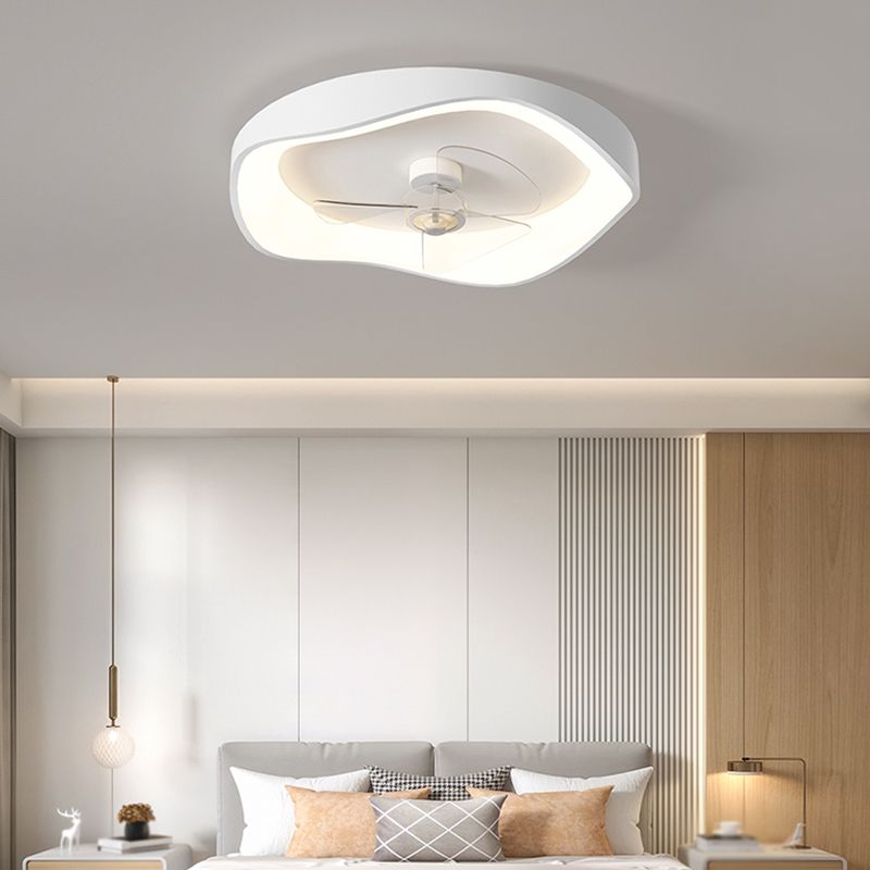 Geometric Shape Metal Ceiling Fans Modern Style 1 Light Flush Ceiling Fan in White