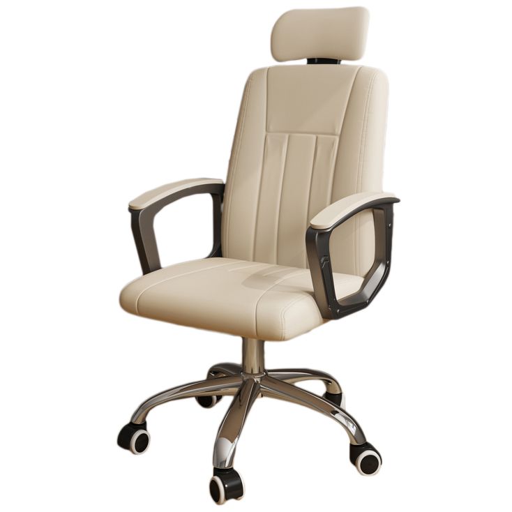 Chrome Metal Frame Modern Desk Chair with Padded Arms Executive Task Chair with High Back