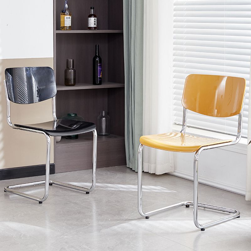 Modern Dining Room Open Back Silver Leg Armless Dining Chair