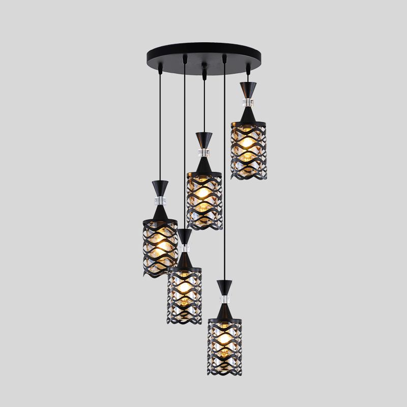 Cutouts Glass Suspension Light Fixture Modern Black Pendant Light for Dining Room