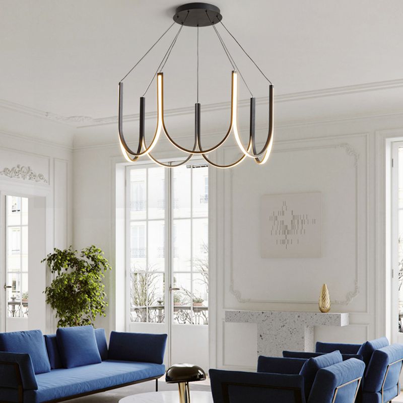 Metal U-Shape Chandelier Pendant Light Simple LED Hanging Pendant Light