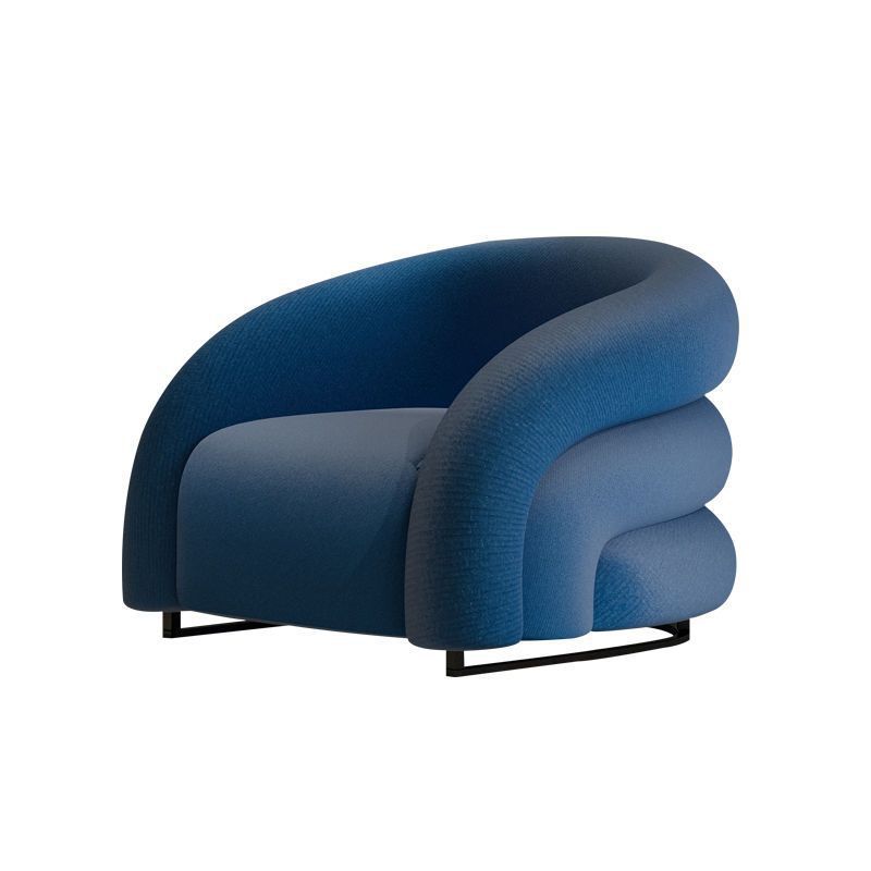 Modern Fixed Back Chair Solid Color Upholstered Sloped Arms Chair