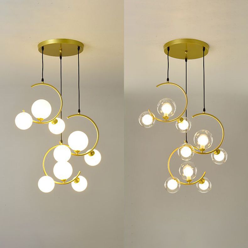 Glass Orbes Chandelier Pendant Modern Style Hanging Lightture pour salle à manger