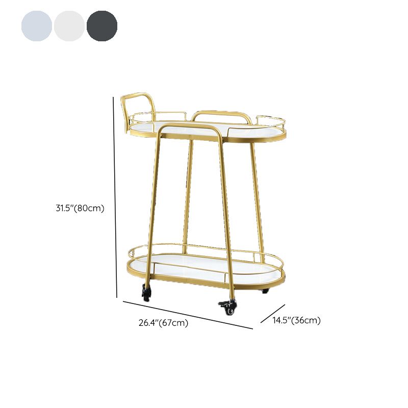 Contemporary Style Oval Prep Table Rolling Metal Prep Table for Kitchen