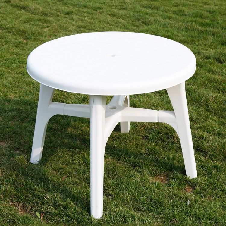 Plastic Outdoor Dining Table Modern Water Resistant Patio Table in White