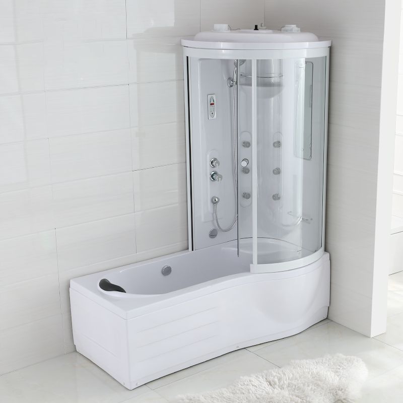 Rounded Tub & Shower Kit Clear Tempered Glass Tub & Shower Kit with Base Kit