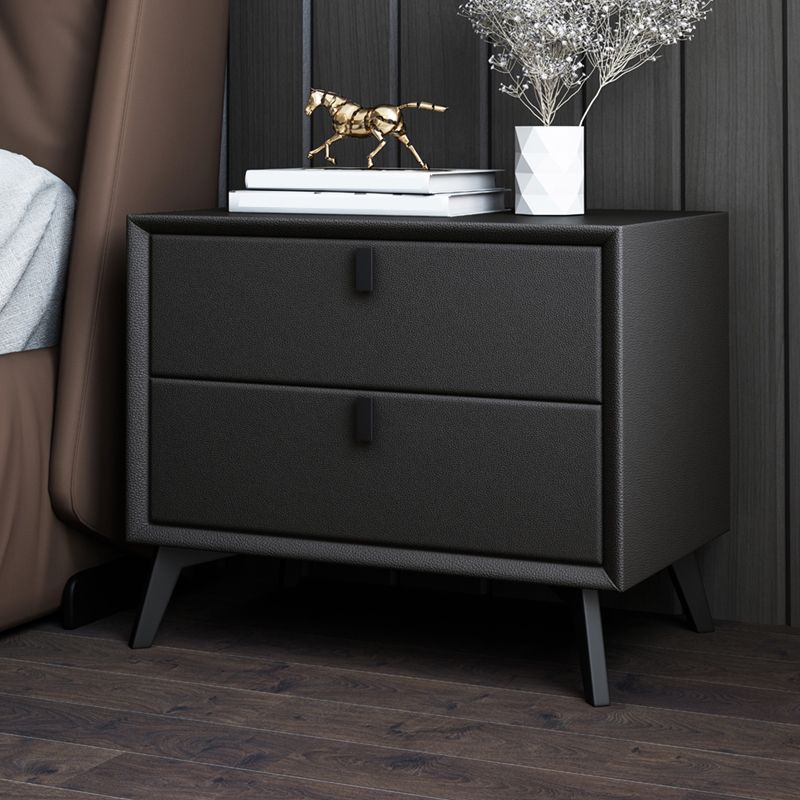 Leather Bed Nightstand Contemporary Bedside Cabinet for Bedroom