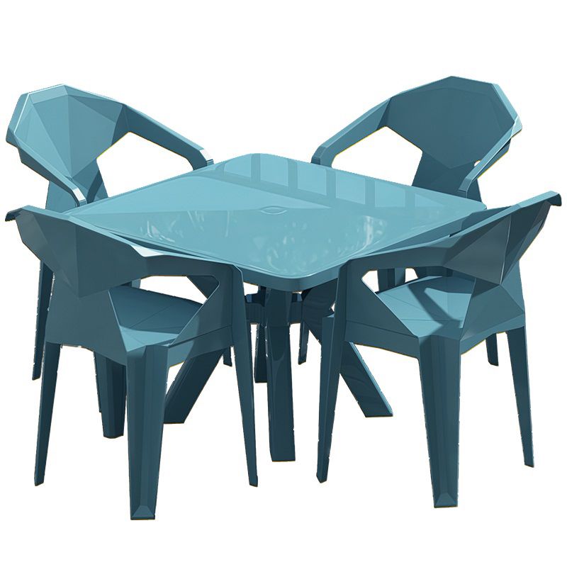 Contemporary Water Resistant Patio Table Plastic with Umbrella Hole