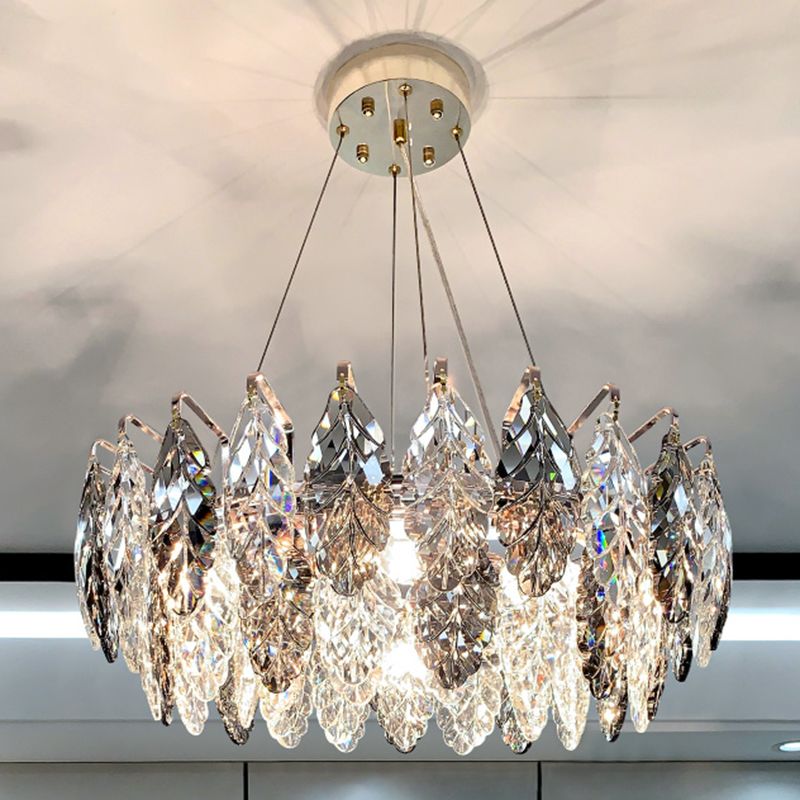 Modern Style Leaf Shaped Chandelier Crystal Chandelier for Bedroom Living Room