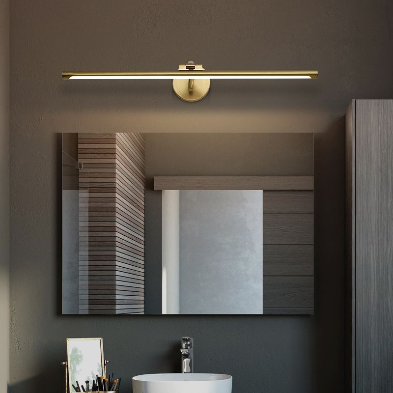 Single Brass Finish Contemporary Bathroom Vanity Light LED Bath Bar