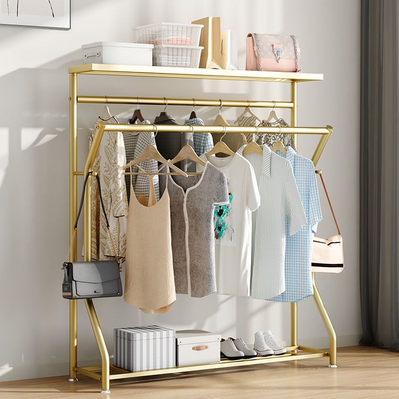 Modern Hall Stand Metal 2 Hooks Free Standing Storage Shelf Organizer Coat Rack